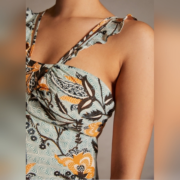 By Anthropologie Floral Sleeveless Halter Slim Midi Dress, Size 2, NWT - Picture 9 of 17